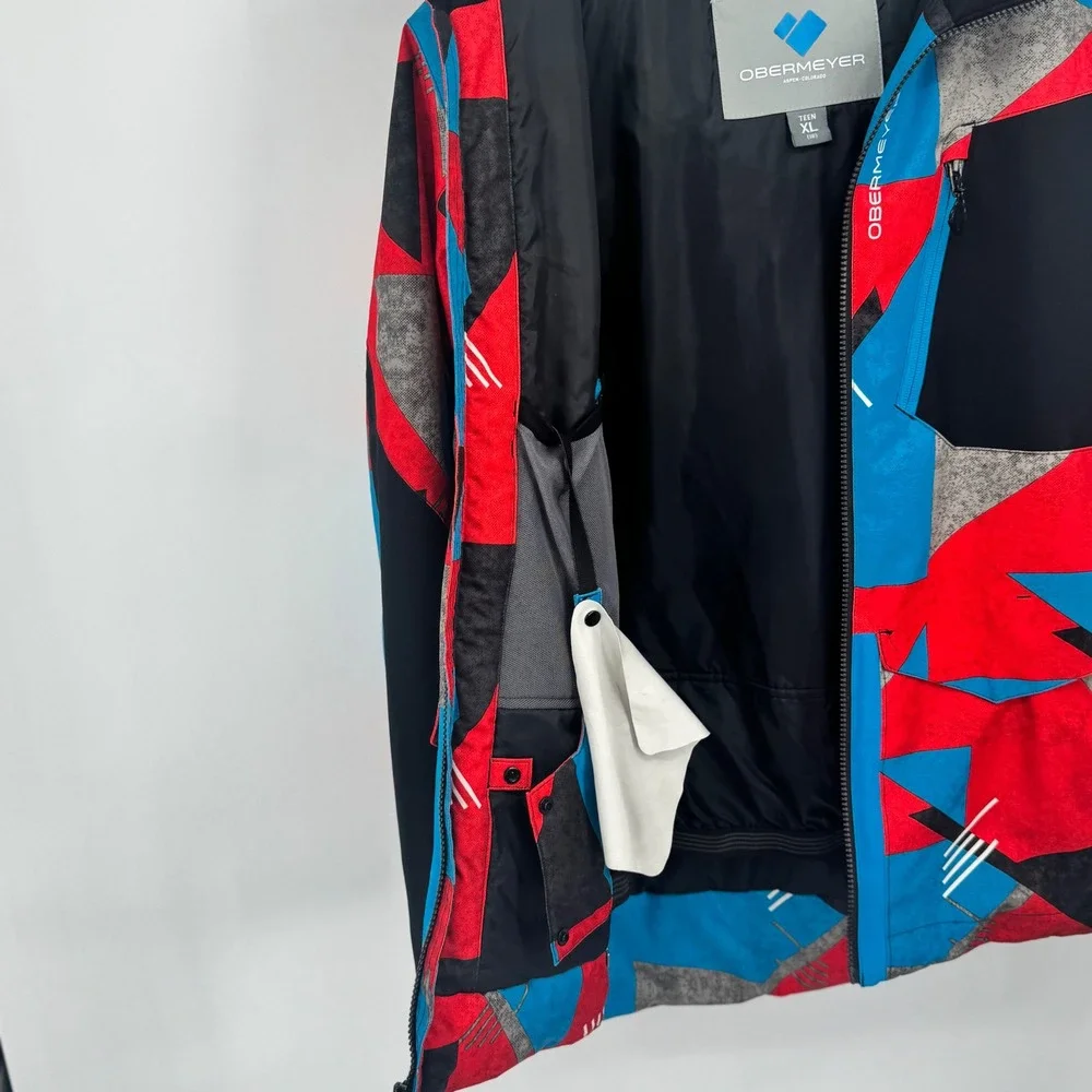 Obermeyer Teen XL Boys Gage Ski Jacket‎ Multicolor Red Blue Gray Black White